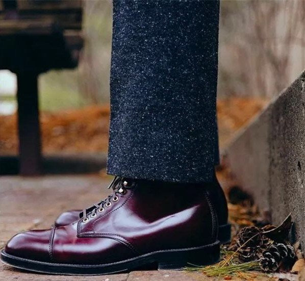 Three Joint Gentleman Suit Leather Boots, Tie Wrap