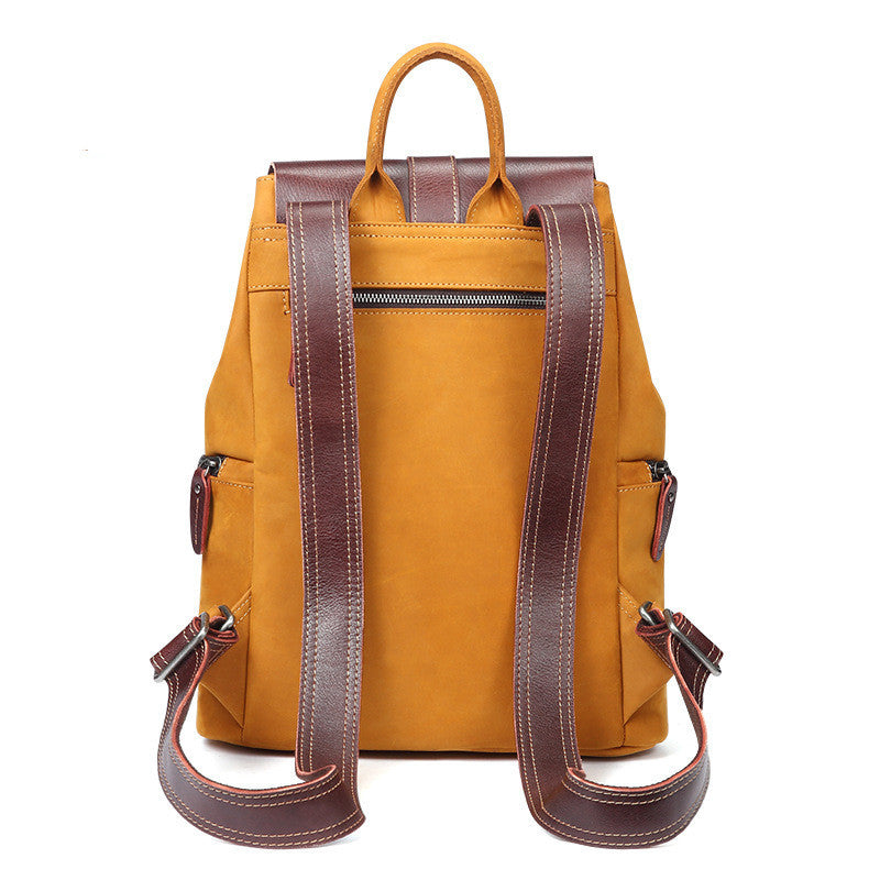 Fashion Contrast Color Women's Cowhide Backpack 37cm