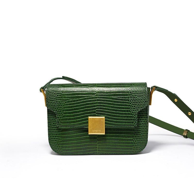 Vintage Lizard Pattern Leather Small Knight Bag