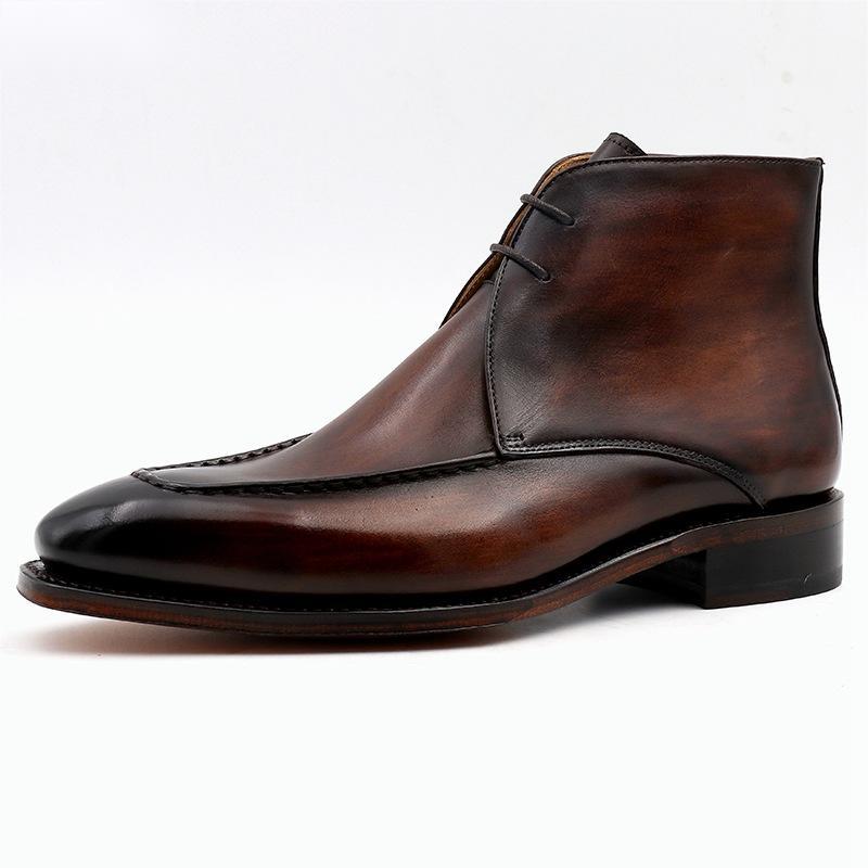 Handmade Men's Leather Boots with Cowhide Sole