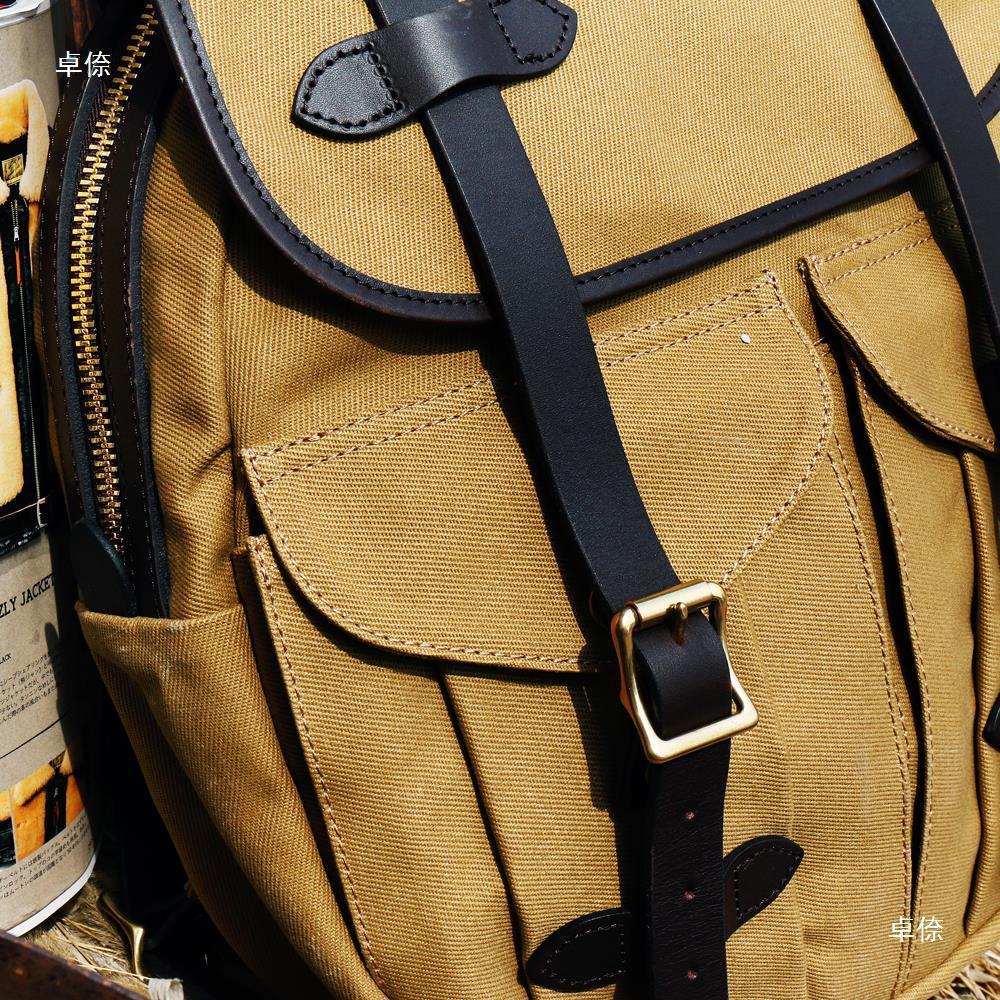 American Retro Heavy Oil Wax Canvas Backpack, Khaki