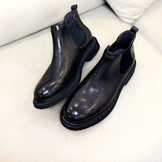 Men's Genuine Leather High-Top Martin Boots Thick Sole