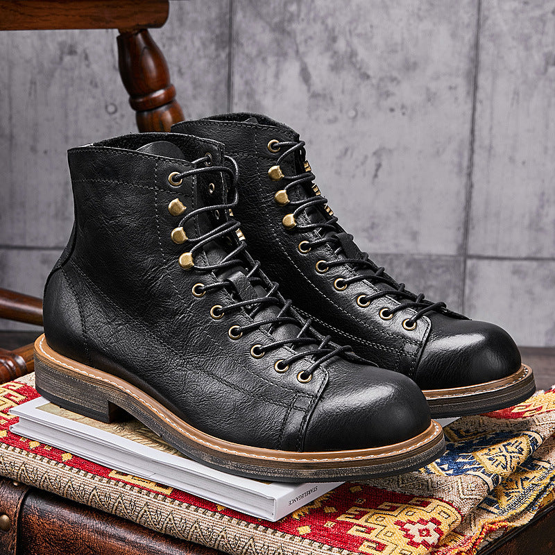 Men's Summer Vintage High Top Leather Martin Boots