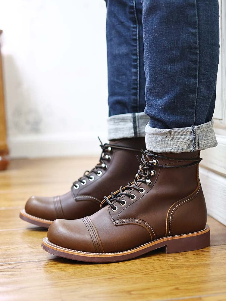 Vintage High-top Work Boots | Durable Brown Cowhide