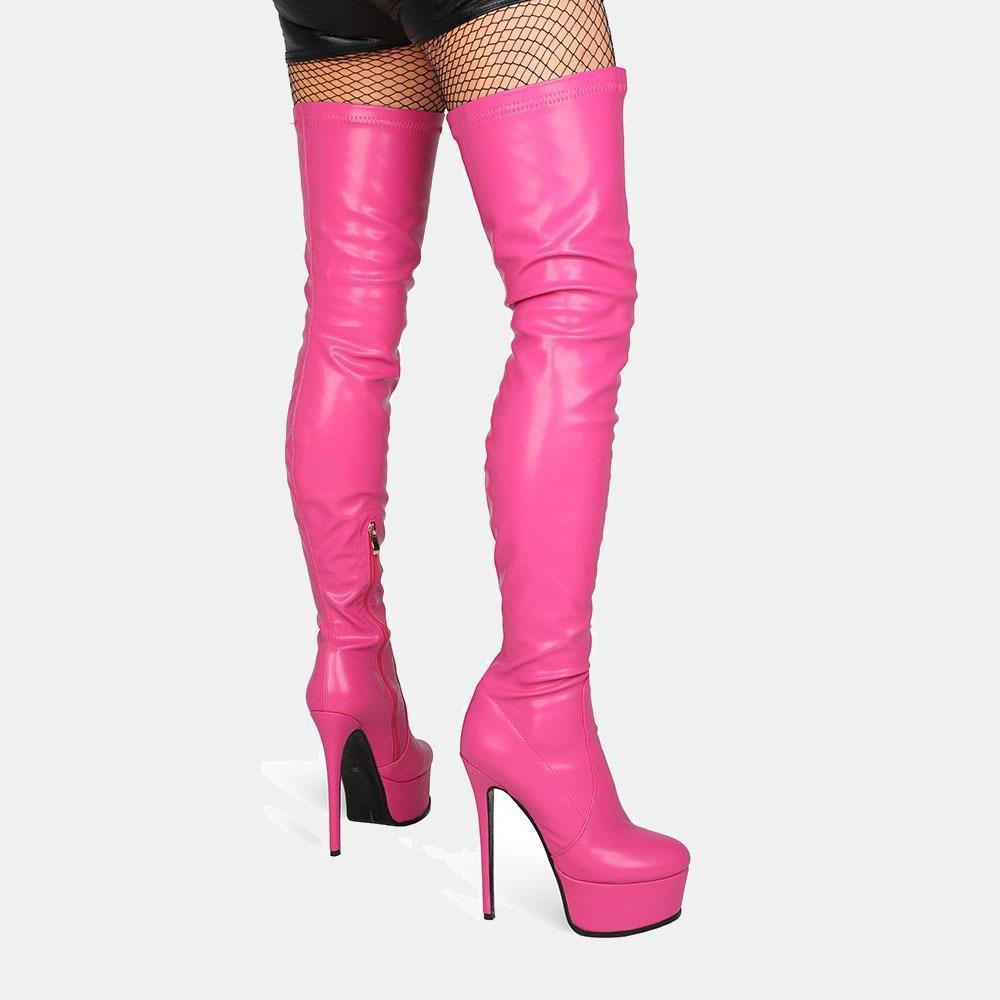 Over-the-Knee High Heel Boots with Side Zipper
