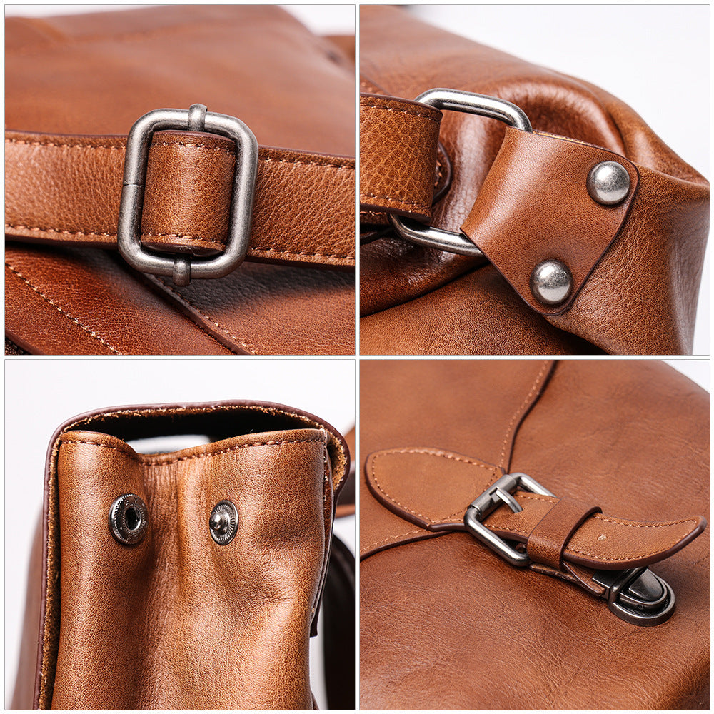 Men's Vegetable Tanned Cowhide Backpack, 12-inch
