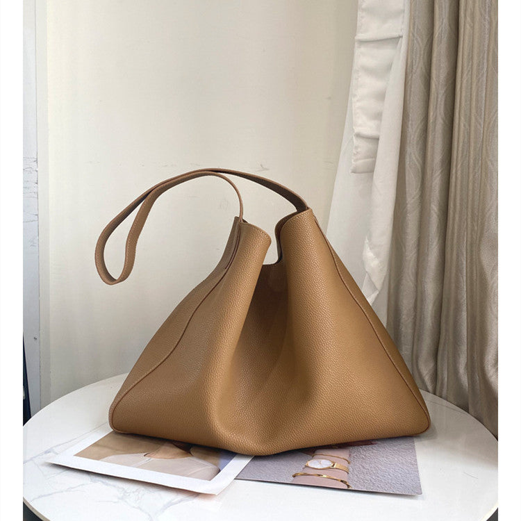Women's Large Genuine Leather Bucket Bag - Street Style