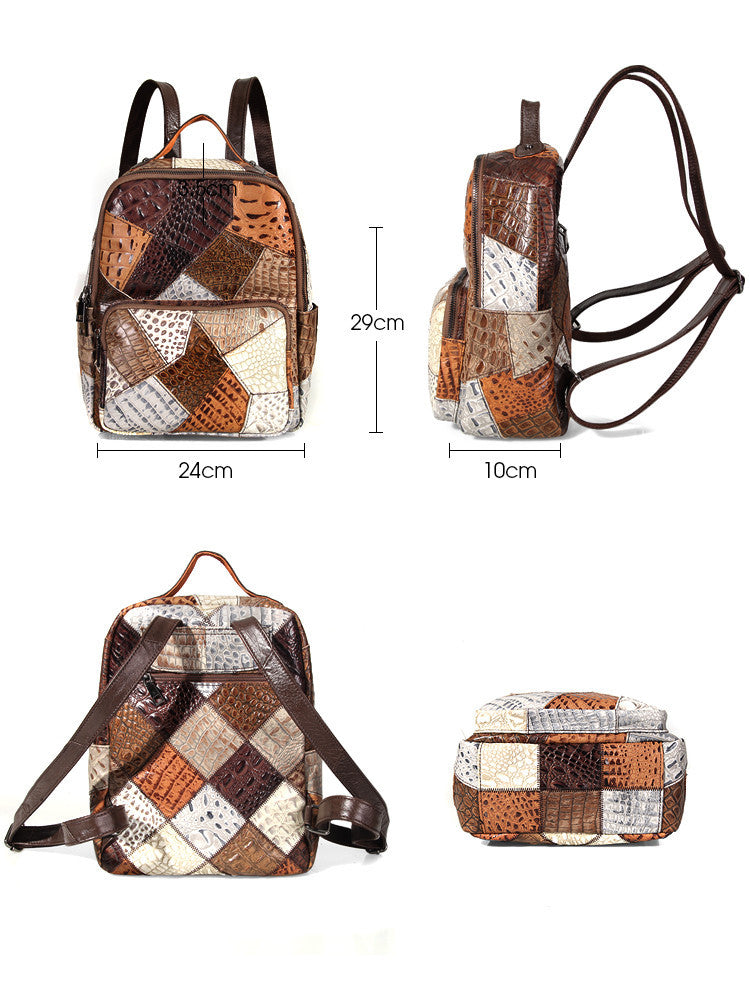 Women’s Large Cowhide Geometric Backpack, 14-Inch