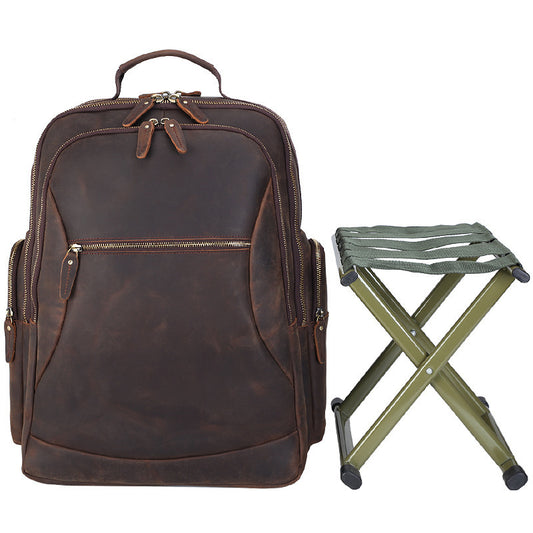 European & American Leather Laptop Backpack, Large 20-35L
