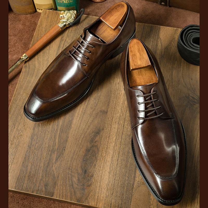 Men’s British Style Handmade Pointed Leather Shoes