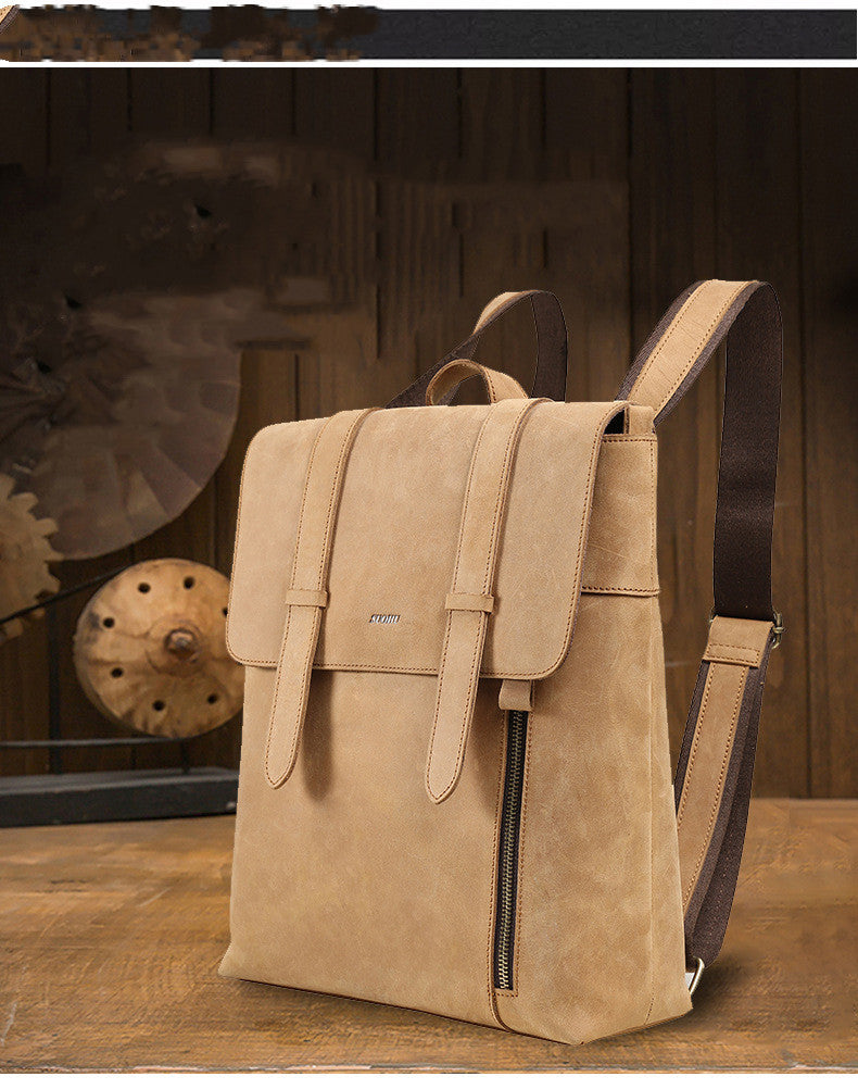Men’s Vintage Large Crazy Horse Leather Backpack