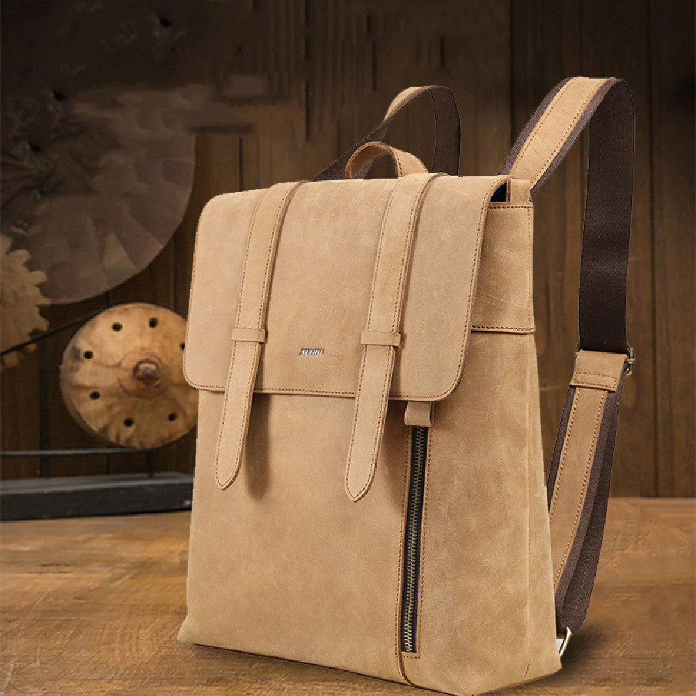 Men’s Vintage Large Crazy Horse Leather Backpack