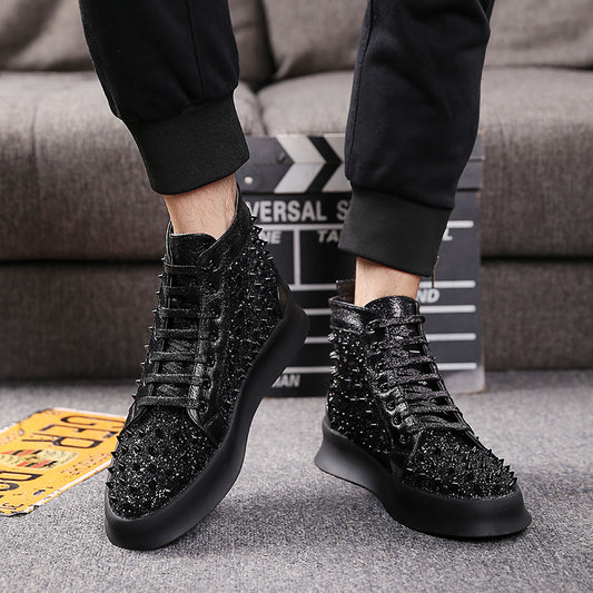 Men’s Premium Cowhide Leather Business Dress Shoes with Rivets