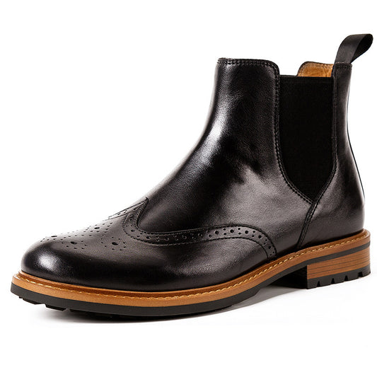 Men's British Retro High-Top Cowhide Leather Boots