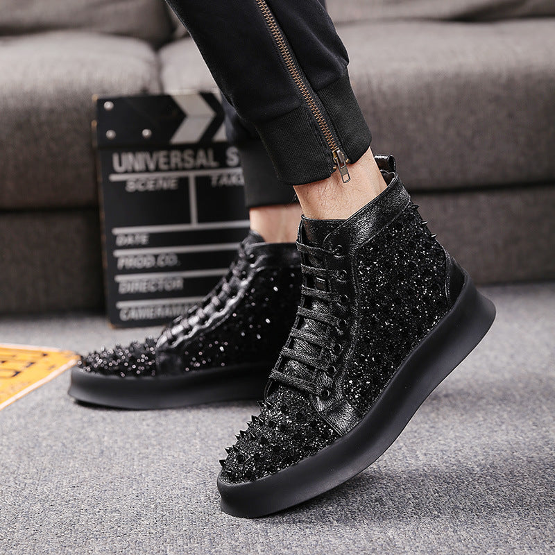 Men’s Premium Cowhide Leather Business Dress Shoes with Rivets
