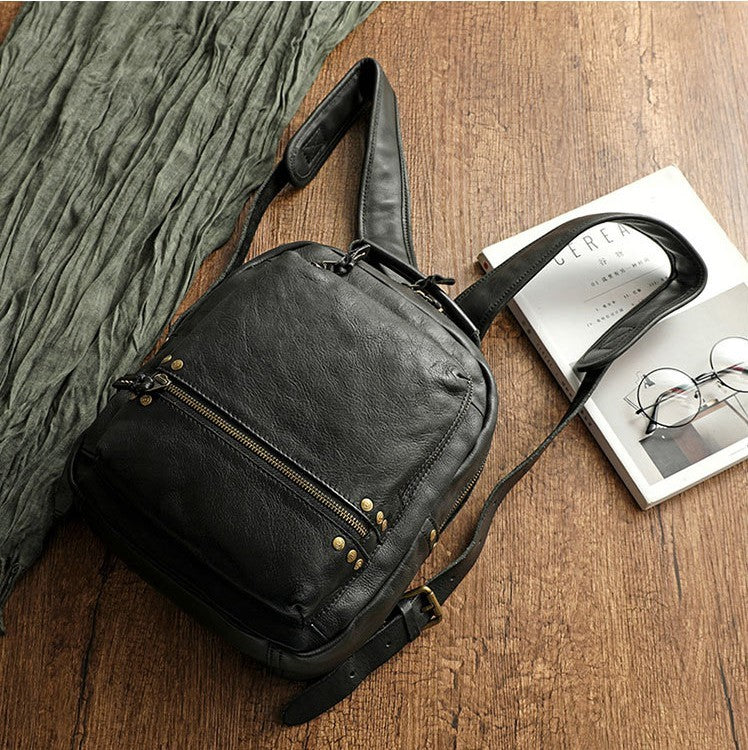 Cowhide Water-Resistant Polished Backpack - Unisex