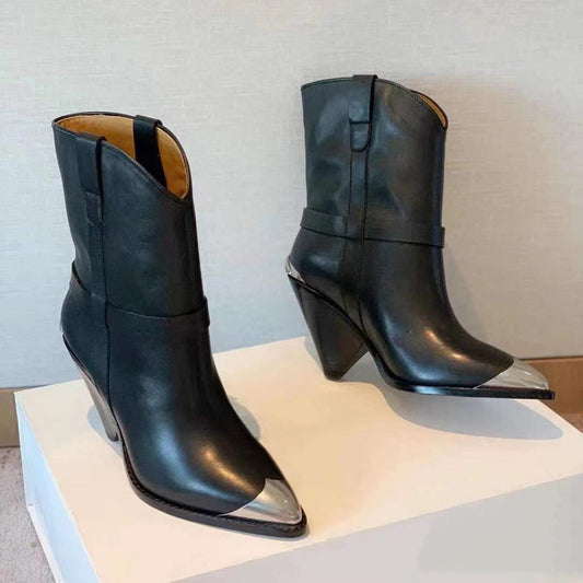 Pointed Toe Low Chelsea Boots for Women - Sheepskin