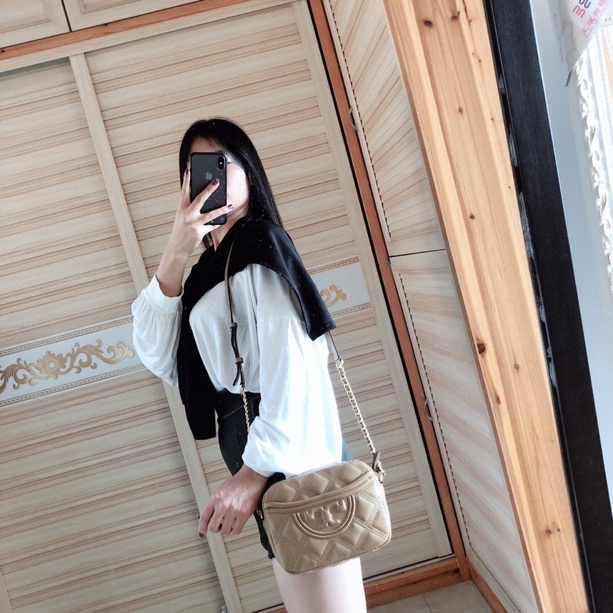 Fresh Literary Sheepskin Diamond Square Shoulder Bag