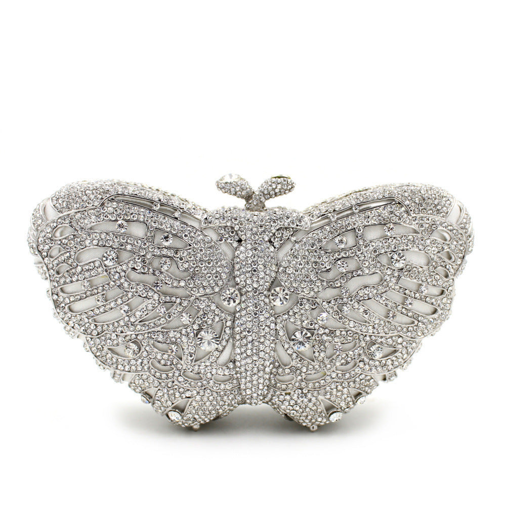 Women's Handmade Butterfly Rhinestone Chain Clutch Bag