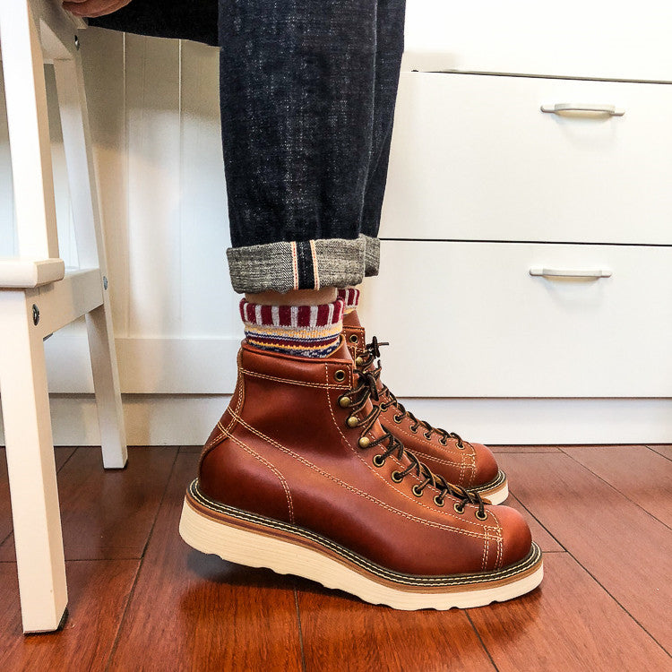Retro Handmade Cowhide Tooling Couple Short Boots