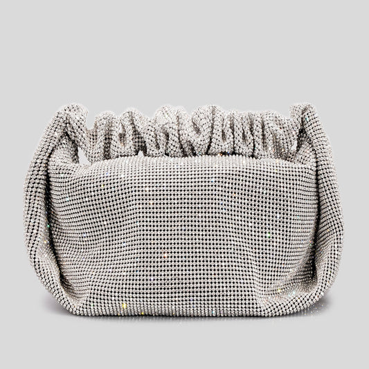Ladies Sparkling Diamond Pillow Bag - Black & Silver