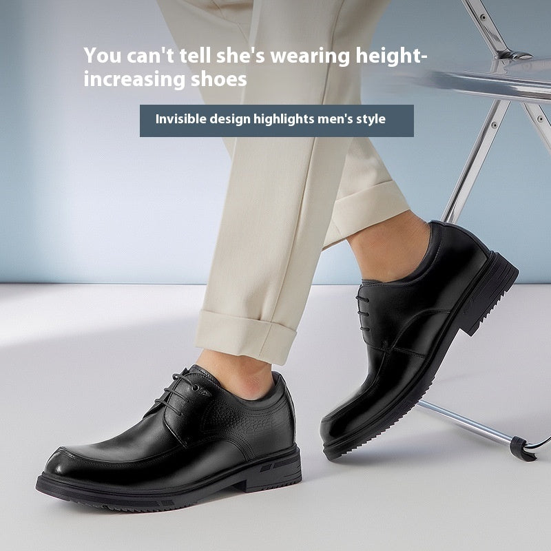 Men’s Height Increasing Cowhide Leather Derby Shoes