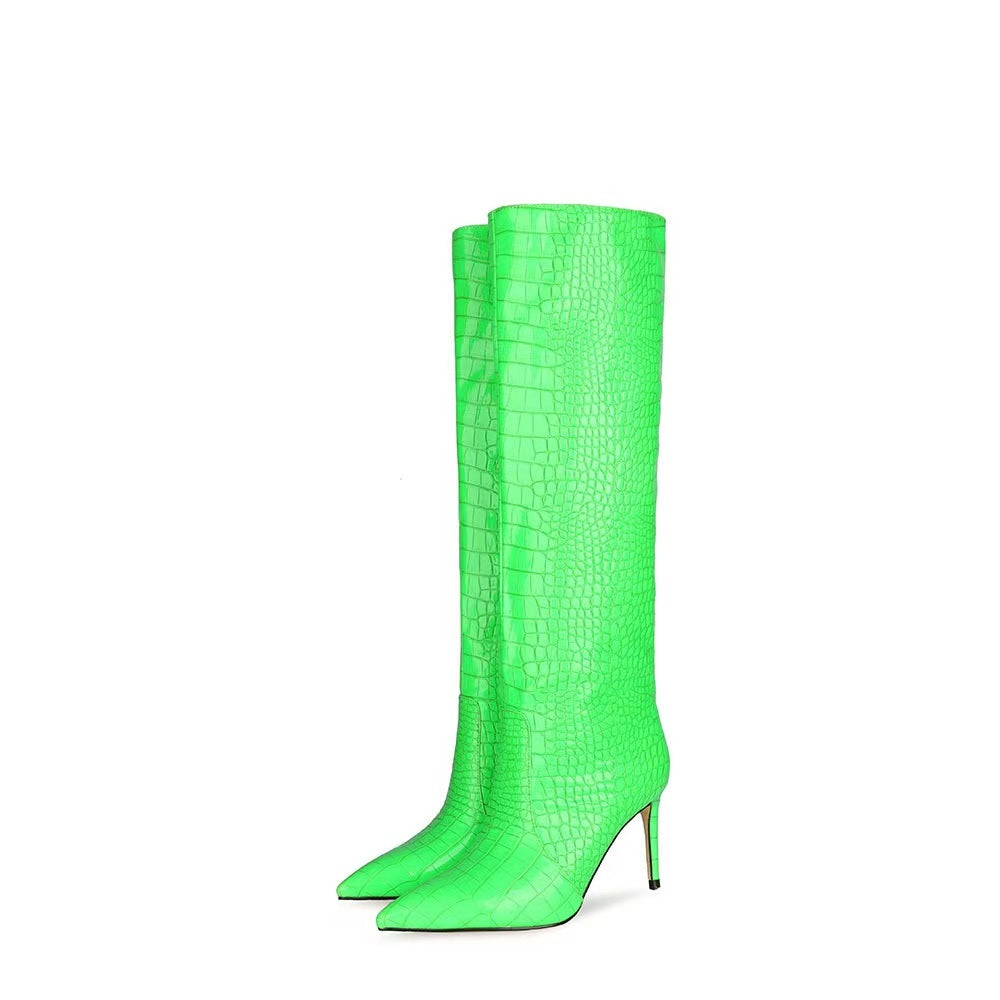 Fluorescent Green Pointed Toe Stiletto High Heels