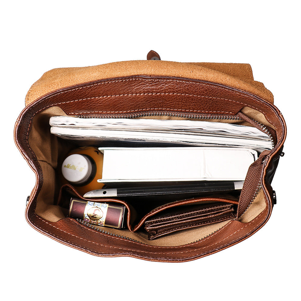Men's Vegetable Tanned Cowhide Backpack, 12-inch