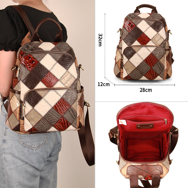 Large Cowhide Leather Travel Mommy Bag, Waterproof