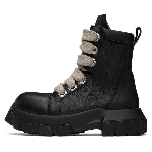 Men's European-American Motorcycle Zip Boots, Cowhide, Black