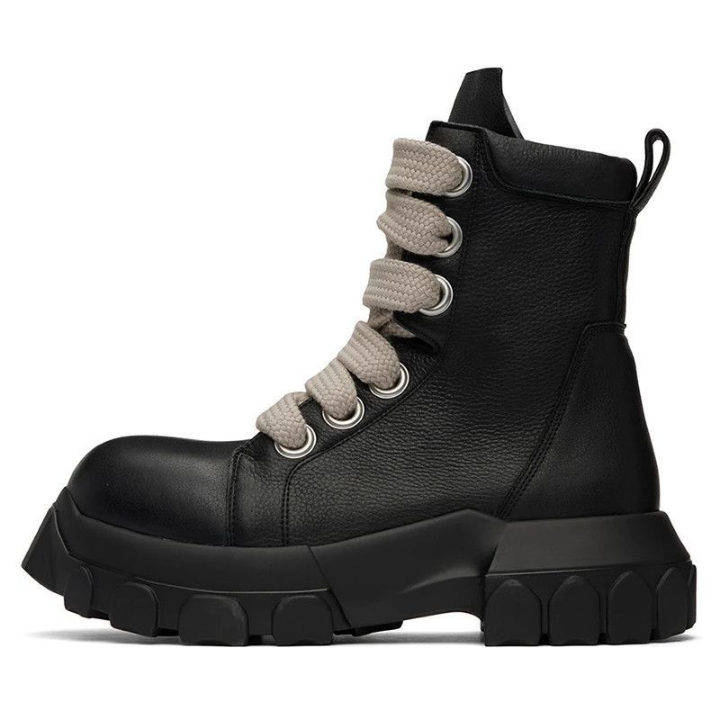 Men's European-American Motorcycle Zip Boots, Cowhide, Black