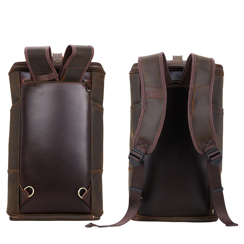 Men’s Retro Genuine Leather Backpack, Solid Color
