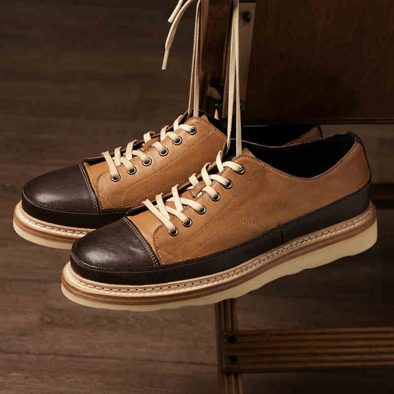 Vintage Handmade Leather Platform Board Shoes