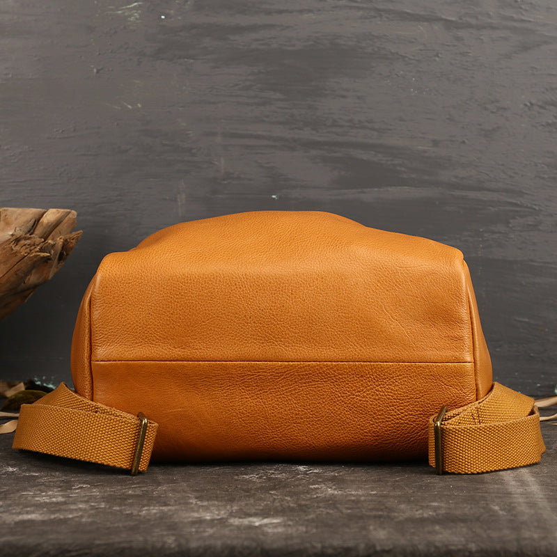 Women’s Vintage Leather Casual Backpack - Brown/Black