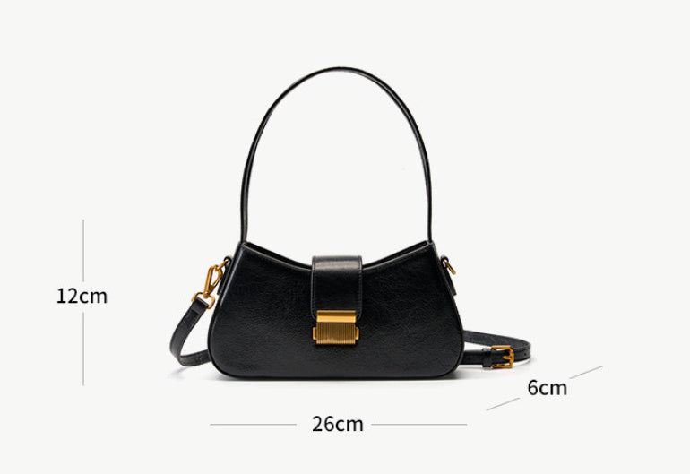 New Cowhide Women’s Retro Black Shoulder Bag