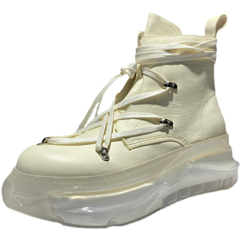 Men's Cowhide Platform High-top Ankle Martin Boots