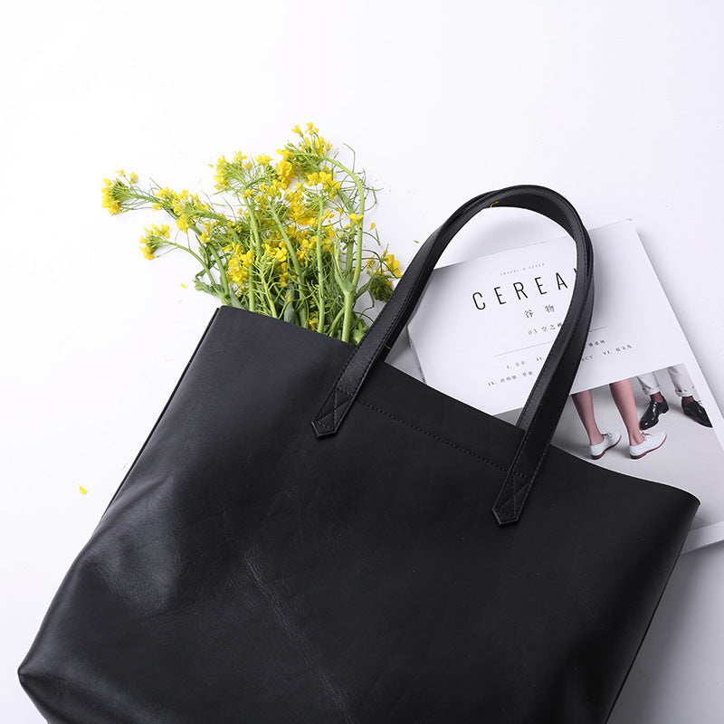 Large Cowhide Leather Women’s Single Shoulder Tote