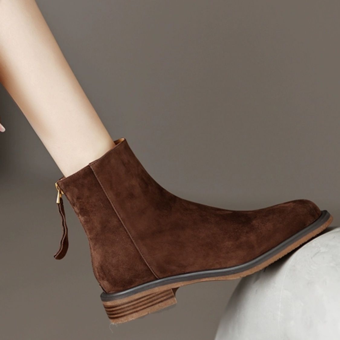 Women's British Style Martin Boots Thick Sole Leather