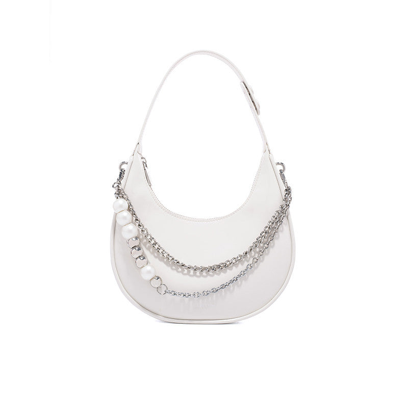 Summer Cowhide Leather Crescent Armpit Bag - Multiple Colors