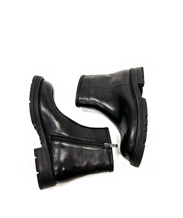 Men's Sheepskin Fur Snow Boots, Fleece Lined, Black