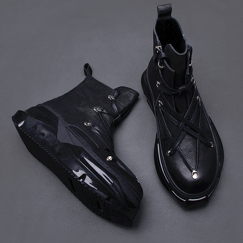 Men's Winter Thick-Soled Motorcycle Martin Boots, Leather