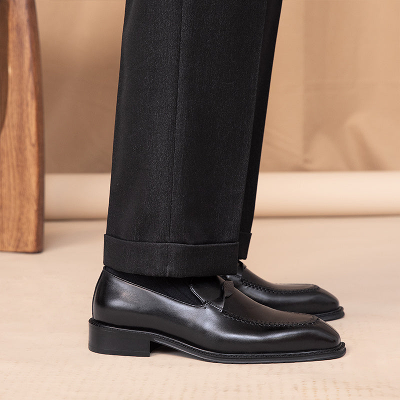 Men’s Spring & Autumn Leather Shoes, Square Toe