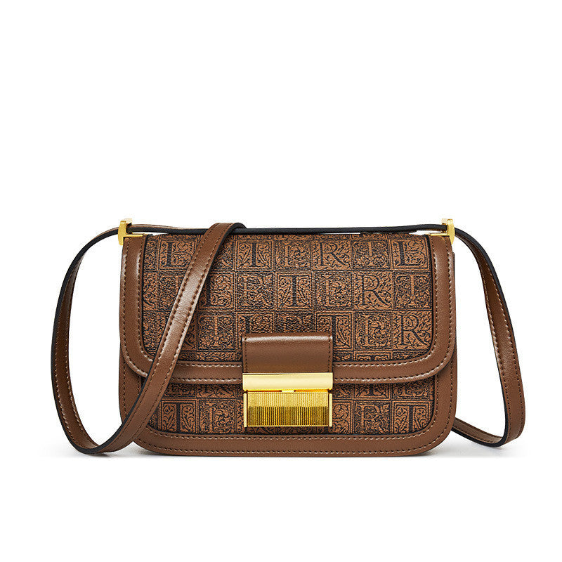 Retro Brown PU One-Shoulder Messenger Tofu Bag