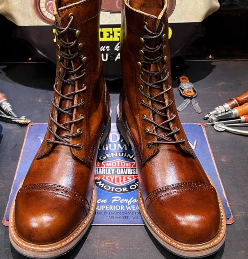 American Retro Leather Desert Martin Boots | Low Heel