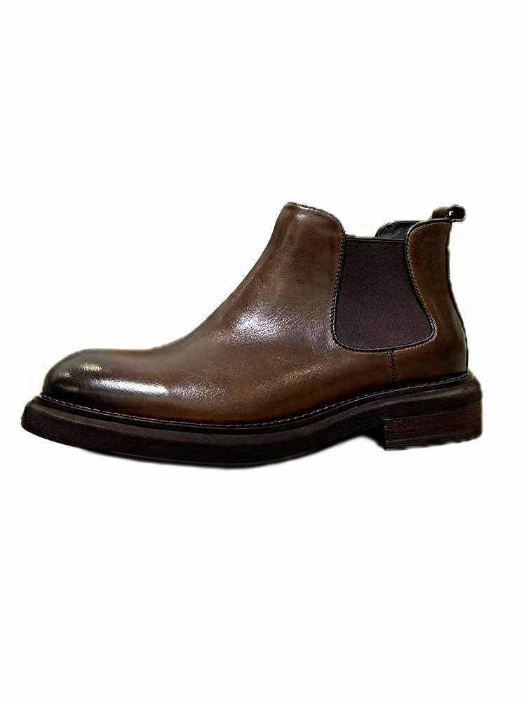 Men's Genuine Leather High-Top Martin Boots Thick Sole