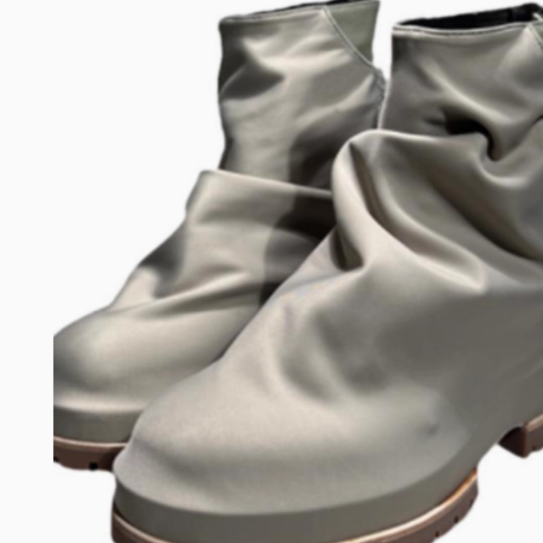 Men's Zip Platform High-top Pleated Leather Knight Boots