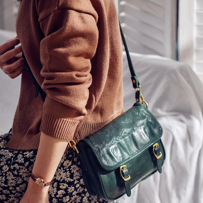 Soft Cowhide Saddle Bag with Wide Strap - Multiple Colors
