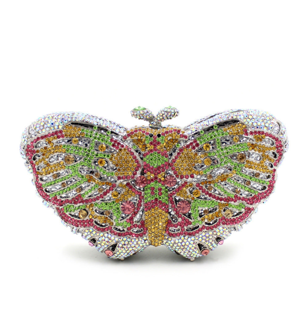 Women's Handmade Butterfly Rhinestone Chain Clutch Bag