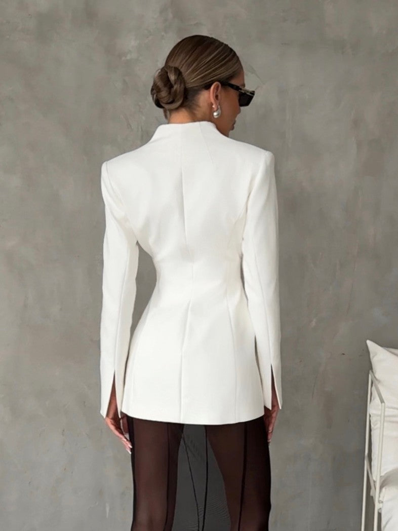 Women White Lapel Blazers