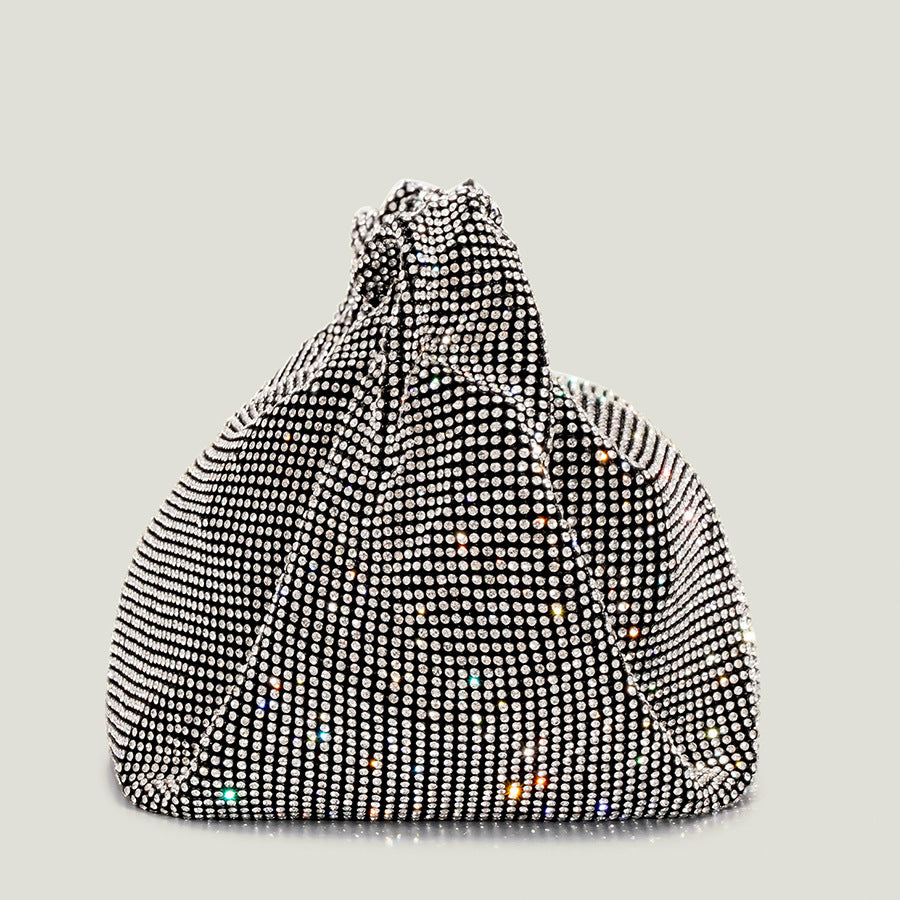 Ladies Sparkling Diamond Pillow Bag - Black & Silver